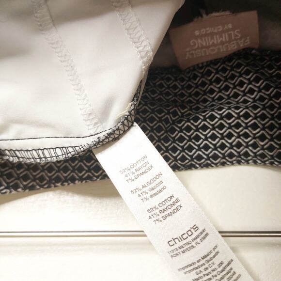 Chico’s So Slimming Womens 1.5 Black White Geo Ankle Pants Trousers Medium 10 - Picture 6 of 6